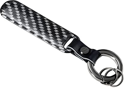 JNNJ Auto Motorrad Schlüsselanhänger, Kohlefaser Schlüsselanhänger, Universal Leder Key Fob, Geschenk für Vater, Freund, Familie, Multifunktionales Autozubehör