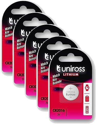 Uniross Pack of 5 x 5 CR1216 Lithium Batteries, 3 V