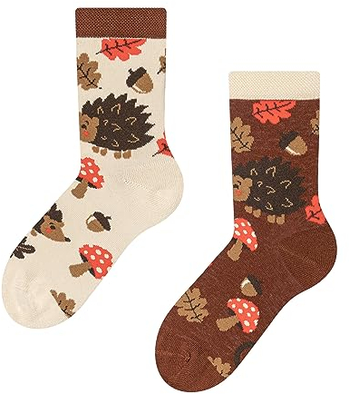 Dedoles Socken Kinder Mädchen Jungen Baumwolle viele lustige Designs Weihnachtssocken 1 Paar, Farbe Beige, Motiv Waldigel, Gr. 23-26