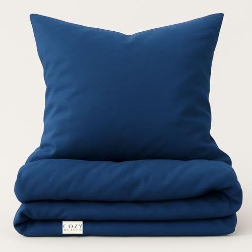 COZY HEAVEN | Luxus Lyocell Bettwäsche (Tencel™) | Gewonnen aus Eukalyptus u.a. | Ultra weich & hochwertig | Hypoallergen | Atmungsaktiv gegen Schweiß | Nachhaltig (200x220 + 2X (80x80), Deep Blue)