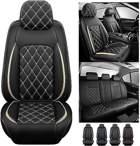 YOUFOX Autositzbezüge Universal Komplettes Set für Opel Crossland/Corsa B/Corsa B/Corsa C/Corsa C/Corsa D/Corsa E/Corsa E Autositzbezüge, schwarz gold