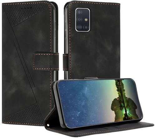 Mo-Beauty Handyhülle für Samsung Galaxy M51, PU Leder Brieftasche Klapphülle Magnetic Standfunktion Kartenfach Schutzhülle hülle für Samsung M51 - Schwarz