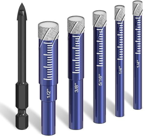 Juego de 6 brocas de diamante para porcelana, cerámica, vidrio y más – Brocas versátiles para azulejos para una perforación eficiente y precisa