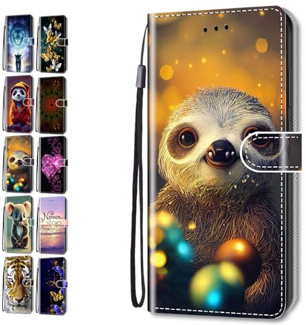 Phone Case for iPhone XS Max 6.5 with Pattern 3D Print Animal Butterfly Design Leather Wallet Flip Cover with Card Holder Slot for Girls Boys - Sloth
