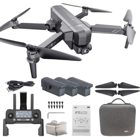 Ledovan SJRC F11S 4K Pro GPS HD Camera Drone, Profesional 2 Axis Gimbal 3KM RC Quadcopter, 27 min per batteria, motore brushless, ritorno automatico a casa, seguimi (3 Battery)