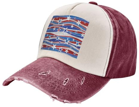 Cowboyhut mit Sonnenblume und Sonnenuntergang, unisex, für den Alltag, Sport, Outdoor-Aktivitäten, verstellbare Größe, Patriotic Stars Stripes Independence Day, One size