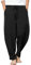 COOFANDY Herren Leinenhose Loose Fit Sommerhose Leicht Urlaub Strandhose Haremshose Yoga Hose Hippie Hosen Lang Freizeithose mit Gummibund Schwarz XL