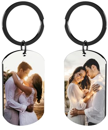 Customaster Portachiavi Personalizzato Con Foto, Portachiavi Personalizzato Double Face, Regali Portachiavi Per Uomini Donne E Famiglie