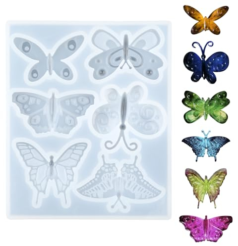 Qianyu 3D Butterfly Epoxy Resin Model Lifelike Butterfly Shape Resin Necklace Pendant Brooch Mould Silicone Butterfly Casting Supplies for Office Living Room Garden Wall Decoration