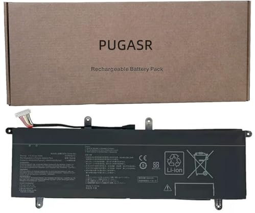 PUGASR C41N1901 Laptop Battery for Asus ZenBook Duo 14 UX481 UX481F UX481FL UX481FA UX481FLY UX4000F UX4000FL UX481FL-BM042T UX481FL-BM040T UX481FL-HJ093T UX481FL-BM044T UX481FA-DB71T 70Wh