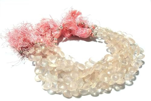 Natural Rose Quartz Heart Beads Faceted 7-8mm Loose Beads 7 Inch 1 Strand for Jewelry Making Gift for Loved One