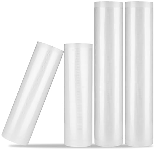 Radikor Bolsas Vacio Alimentos, 4 Rollos 20/28 x 600cm Rollos Envasadora al Vacío, Bolsas Envasar al Vacio Alimentos, Bolsas para Conservación de Alimentos, Sous Vide Cocina, Sin BPA