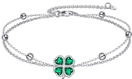 Klee Armband für Damen Sterling Silber Klee Armband Blätter Bead Kette Armband Schmuck für Damen Teens