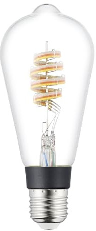 EGLO connect.z Smart-Home LED Leuchtmittel E27, ST64, ZigBee, App und Sprachsteuerung Alexa, dimmbar, warmweiß, 4,9 Watt, Vintage Spiral Glühbirne transparent