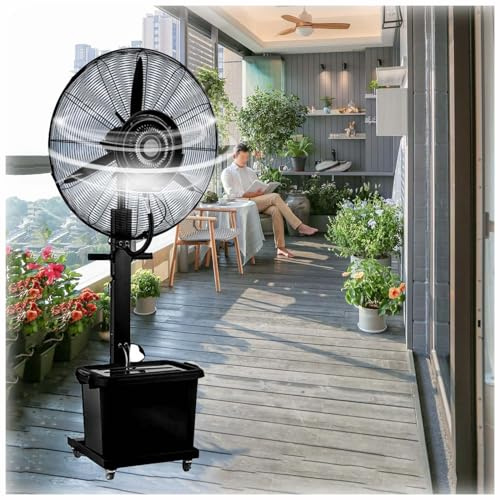 Ventilateur de brumisation industriel (26 pouces / 30 pouces) Ventilateur de piédestal commercial - 3 vitesses de refroidissement à l'air dernière intervention - Oscillation de 120 degrés