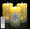 Anstore 3 LED Kerzen Schneeflocken, Teelichter mit Fernbedienung Timerfunktion, LED Tee Lichter Flammenlose Kerzen mit Timer, Elektrische Kerze Lichter für Hochzeit, Weihnachten, Party