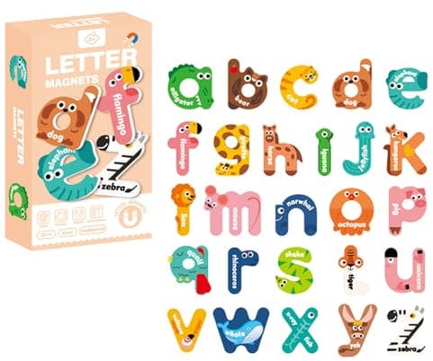 Magnetic Letters,Alphabet Magnets for Fridge,Large Size Letter,Numbers,Animals Transportation Refrigerator Magnets for Kids Fun Early Education Cognition Toys for Home and School (Letter in Lowercase)