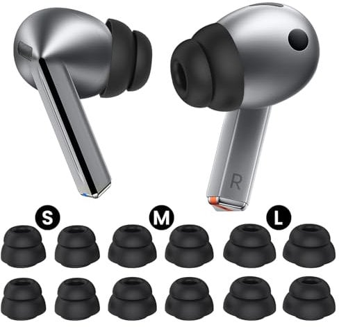 Delidigi for Galaxy Buds3 Pro Ear Tips, 6 Pairs Double Flange Silicone Eartips Earbuds Earplug Replacement Accessories Compatible with Samsung Galaxy Bus3 Pro 2024 S/M/L Size (Black)
