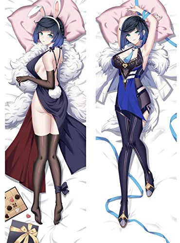 UZQFSGXA-Anime Kissenbezug Manga Kissenhülle Für Genshin Impact Yelan,Anime Pillowcase Digitaler Doppelseitiger Druck Kissenbezug,Seitenschläferkissen Bezug
