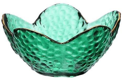 PATIKIL Lotus Jewelry Tray, Glass Trinket Dish Ring Earrings Necklaces Bracelet Holder Cute Jewelry Tray Plate Bowl for Ocean Coastal Home Decor Gift Jewelry Storage, Green