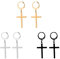 6 Pairs Cross Earrings, Stainless Steel Pendant Drop Cross Earrings Trendy Simple Plated Hoops Dangle Earrings for Men Women Jewelry Gift (Silver, Black, Gold)