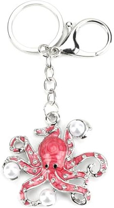 Magnifique Porte-Clés, Jolie Pieuvre Rose Avec Des Perles Scintillantes, Petit Cadeau Pour Femme, Excellente Idée De Cadeau Pour Anniversaires, Copines Et Petits Amis, Cadeaux Pour Femmes