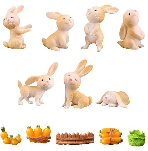 Kapokr 12 Stück Osterhasen Figuren Harz Mini Hase Figuren Kleine Dreidimensional Kaninchen Deko für Osterdeko Mikro Landschaft Dekofigur Kuchendeko Desktop Ornament Geburtstagsgeschenk