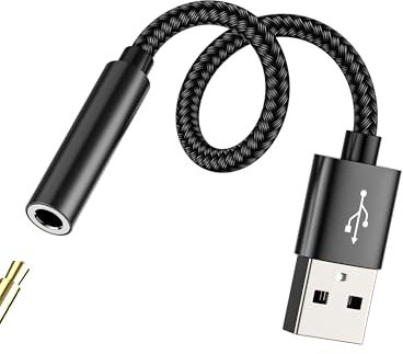 WASRUYI Adaptateur Mâle USB vers Jack Femelle 3.5mm AUX DAC Audio Câble Écouteur Prise HiFi Son Externe Dongle Microphone Parleur Casques Car pour PC PS5 PS4 Dongle