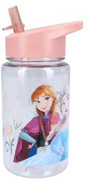 My sweety pop - Gourde Plastique reine des neiges - Pour enfant - Crèche - Maternelle - Ecole - Vacances - Repas - 12 cm – 450 ml - Hydratation - Idée Cadeau - Orange/Transparente