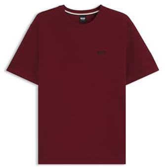 BOSS Mens Structured T-Shirt Short Sleeve Cotton Dark Red L