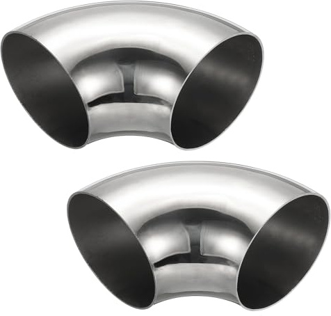 PATIKIL 2pcs Coude En Acier Tuyau Coudé en Acier Inoxydable à 90° 80mm OD | Échappement Coude Raccord Tuyauterie Échappement Pour Exhaust Pipe Stair Handrail HVAC