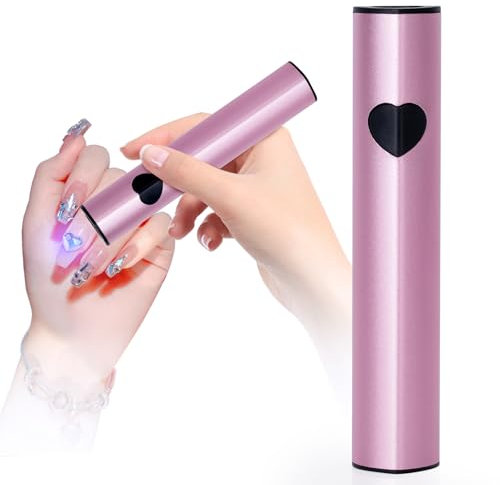 Linssy 10W Handheld UV Light for Gel Nails Mini Nail Lamp with USB Rechargeable Flash Cure Lamp Nail Art for Gel Polish, 3D Nail Art & Home Use (Pink)