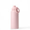 Botella de agua con aro magnetico para el movil y antiderrame. Botella de acero inoxidable 1L BPA free que mantiene el frio o el calor. Botella termica para el gym u oficina. (Baby Pink)