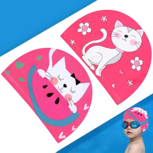 COYUN 2 Pezzi Cuffia da nuoto rosa per bambini, per bambine, per neonati bambine da 1 a 7