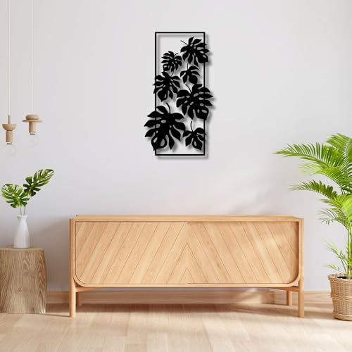 La Guarida del Dragón Quadro in legno monstera deliziosa in rilievo 3D - Decorazione da parete moderna con foglie tropicali - Arte naturale per soggiorno, camera da letto o ufficio - Grande formato