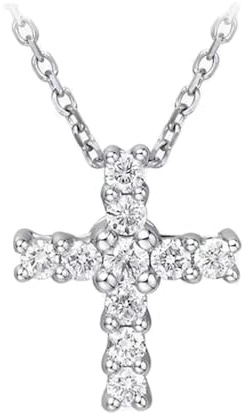 Bishilin Kette Anhänger 585 Weißgold, Damen Halskette Anhänger Kreuz mit Diamant 0.15ct Frauen Kette Weißgold 45CM für Braut Hochzeit