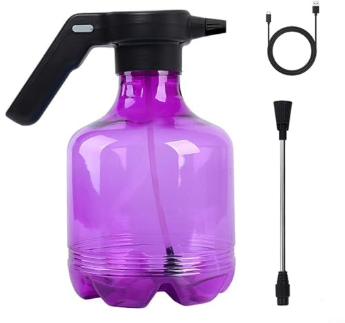 Yuanpgky Pulverizador de jardín de alta presión de 3.5 L con varilla extendida, agua de mano para jardinería al aire libre y lavado de coches, 2 modos de pulverización (ducha/), recargable tipo C