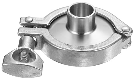 PATIKIL 1 Set Tri Sanitary Clamp,25mm OD Clamp mit Flügelmutter und Silikondichtung Schweißmuffe, 304 Edelstahl Hochleistungsrohrfitting Sanitärklemme für Rohrverbindung