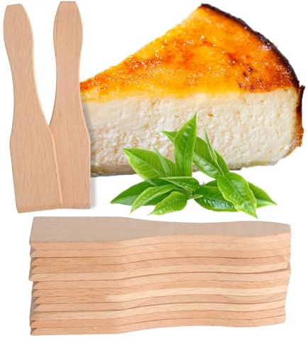 TMZELOA 12 stycken racletteskrapa i trä, 130 mm av bokträ, raclette-spatel, värmebeständig med fasad kant för ren ost, skrapning utan repor, träspatel för raclettepannor och kök