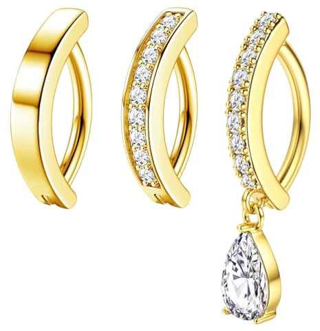 LIUYIDM Bauchnabelpiercing Ring 3 Stück Piercing Bauchnabel (Gold)