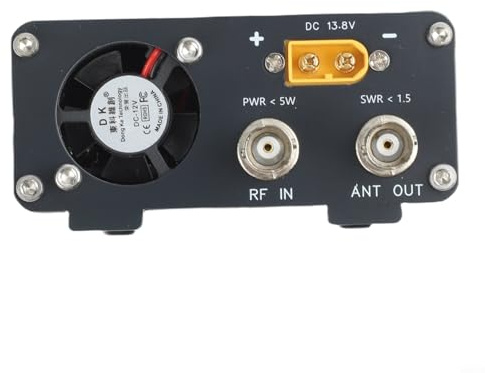 Sileduove High Frequency Power Amp 50W for QRP Radio, 3-24MHz HF Linear with Auto TX/RX Switch and Low Noise Fan, Compatible with for XIEGU G90 USDX FT-817 IC-703 KX3, M/UHF(Q9/BNC Interface)