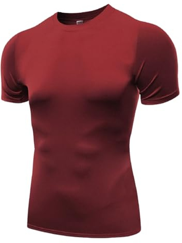 The Pure Blue Red Short-Sleeved Compression Tops for Men - [Large] Tight Fit Body Shaper T-Shirt and Base Layer. Moisture-Wicking Gym Clothes. Anti-Odour Fabric for Ultimate Performance and Comfort.