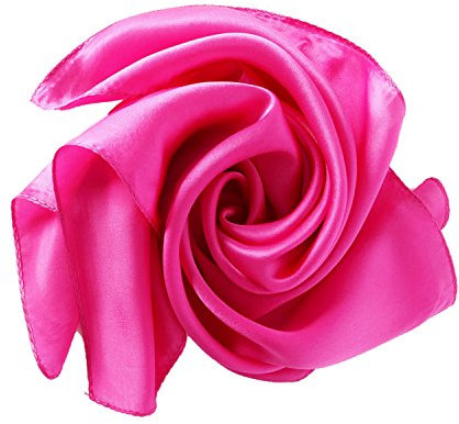 HIDOUYAL Foulard Carré Rose 52 X 52cm en Soie Uni,Taille unique,Rose