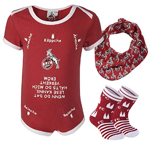 1. FC Köln Baby Geschenkbox (Body, Söckchen, Halstuch) - Plus gratis Aufkleber Forever Köln (50/56)