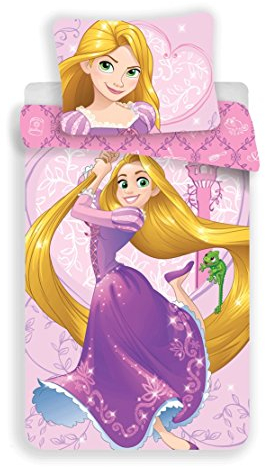 Jerry Fabrics Disney Character Kinder Bettwäsche mit Reißverschluss Bettbezug und Kissenbezug 70 x 90 cm, Baumwolle, Lila, 200 x 140 x 0.5 cm
