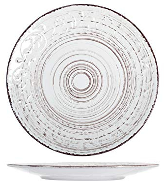 H&H Courtyard Set 6 Piatti Piani, Stoneware, Bianco, 27.5 cm