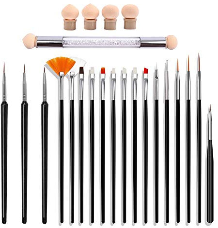 Anyasen 23 Pieces Nail Art Brushes Kit Professional Nail Art Brushes Nail Art Tools with 15pcs Nail Brushes 1pcs Sponge Nail Pen 4pcs Replacement Head 3pcs Nail Art Pens for Nail Design