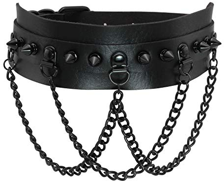 MILAKOO schwarzer Leder Halsband Choker Vintage Halskette Gothic Punk Choker Rock Choker PU Leder Kette