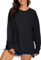 APEIYU Women's Casual Crew Neck Sweatshirts Side Split Pullover Sweatshirts Loose Jumper High Low Batwing Long Sleeve Top For Ladies Black XXL