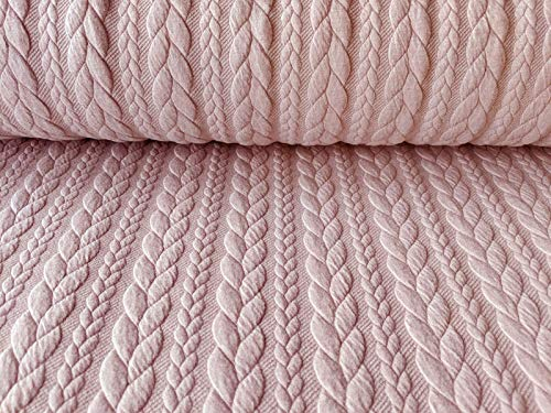 Dehnbarer Strickstoff mit Zopfmuster in Rosa als Meterware zum Nähen, 50 cm
